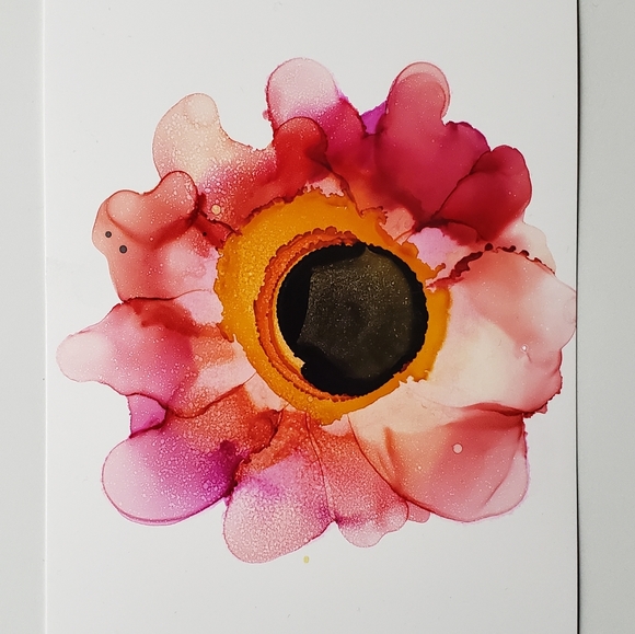 Sun Blast Original Alcohol Ink Painting - Picture 2 of 2